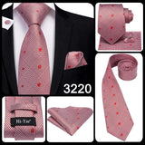 Hi-Tie 100% soie classique pour homme, cravate de mariage corail rose rouge pêche, pochette carrée, boutons de manchette, ensemble de cravates roses pour hommes, cravates cachemire unies