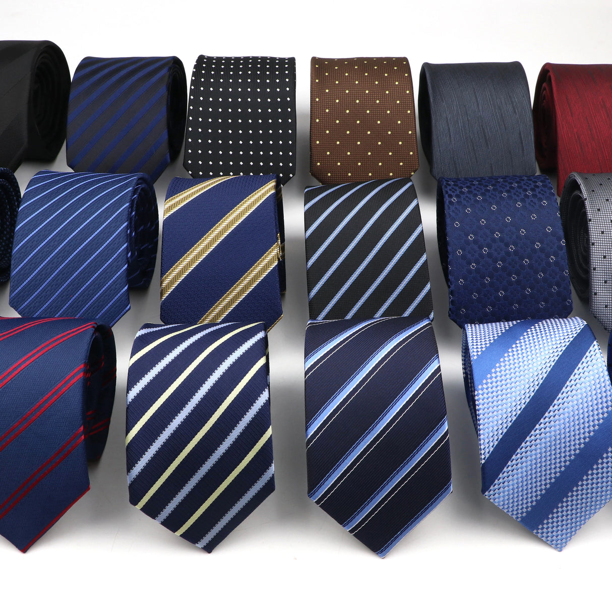 Nouvelle cravate classique à rayures et pois pour homme, jacquard, 7 cm, en polyester, étroite, slim, pour mariage, marié, affaires, costume, chemise, cadeau