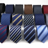 Nouvelle cravate classique à rayures et pois pour homme, jacquard, 7 cm, en polyester, étroite, slim, pour mariage, marié, affaires, costume, chemise, cadeau