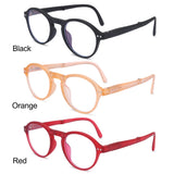 Fashion Design Blue Light Blocking Reading Glasses Men Women Folding Round Frame  Presbyopic Eyeglasses with Case  +1.0~4.0