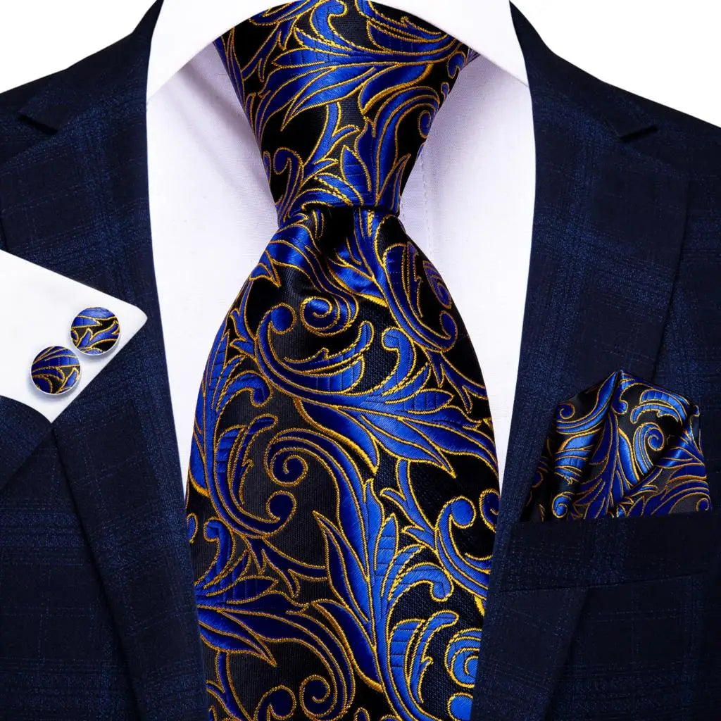 Cravate de mariage en soie à motif cachemire orange et argent pour homme, style créateur, avec boutons de manchette, style tendance, pour soirées d'affaires, livraison directe