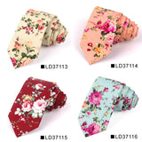Nouvelle cravate florale pour hommes et femmes, cravate fine en coton pour mariage, cravates décontractées pour hommes, costumes classiques, cravates à imprimé floral