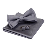 Ensemble de nœuds papillon solides de différentes tailles, haut et bas, nœud papillon uni pour homme, mouchoir, boutons de manchette, coffret cadeau pour hommes, cravates de mode de mariage