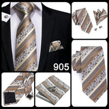 Hi-Tie Cravate de mariage en soie à motif floral, couleur champagne ivoire massif, pour homme, de qualité, avec boutons de manchette, tendance, pour entreprise, livraison directe