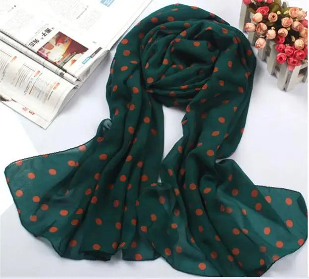 1 bufanda grande de algodón suave y cómoda para mujer, con cuello largo, de gasa, cálida, de lunares, ideal como regalo