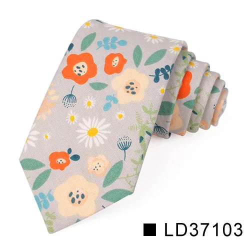 Nouvelle cravate florale pour hommes et femmes, cravate fine en coton pour mariage, cravates décontractées pour hommes, costumes classiques, cravates à imprimé floral