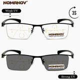 Eyebrow Comfortable Business Frame Photochromic Grey Lenses Progressive Multifocus Reading Glasses Add 75 100 125 150 175 to 400