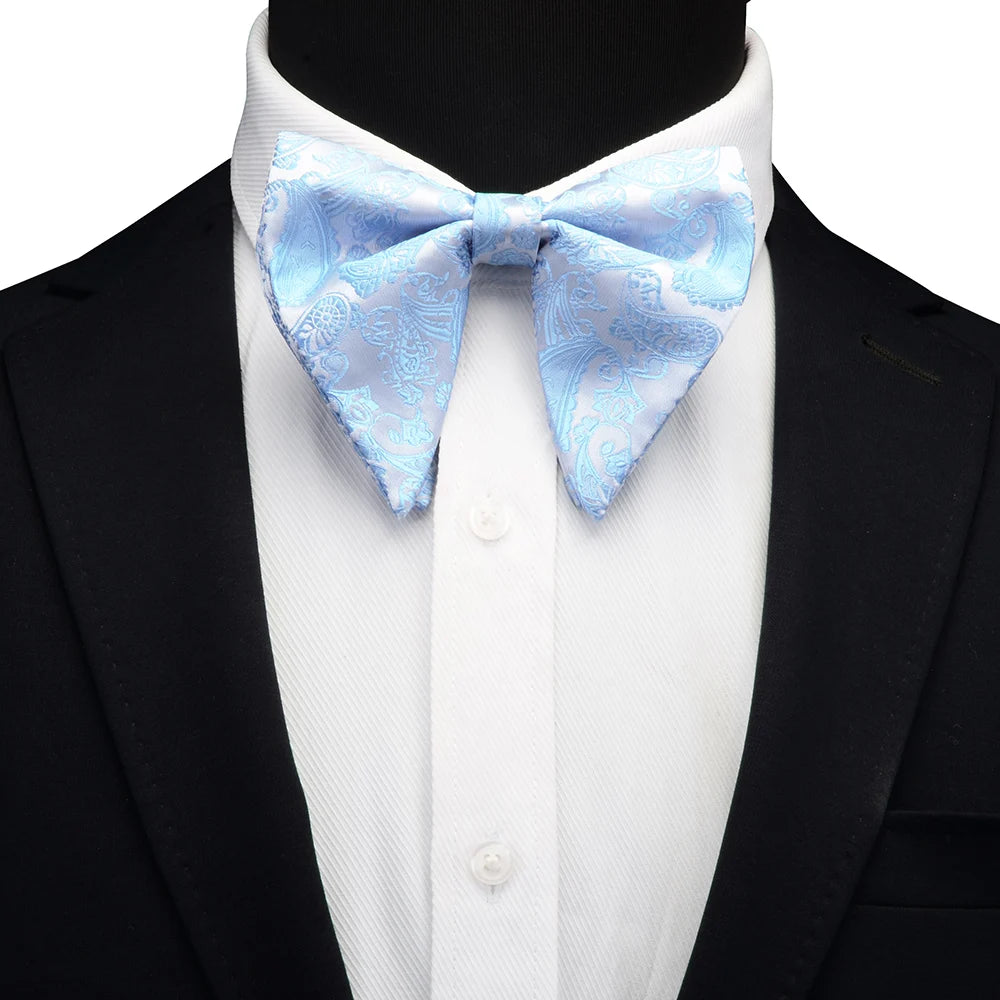 GUSLESON Ensemble de boutons de manchette et pochette pour homme, motif cachemire, bleu, rouge et jaune, avec boîte cadeau, cravate de mariage en soie pour homme