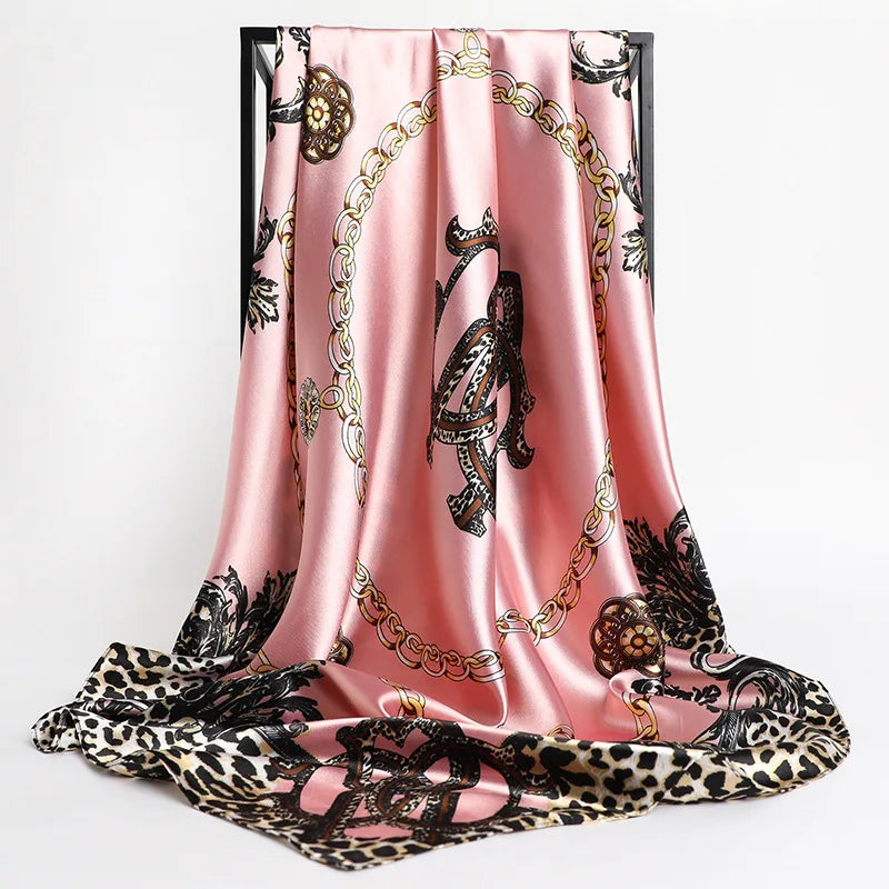 Foulard carré en soie pour femme, bandana, châle, satin, grand hijab, pashmina, bandeau 2021