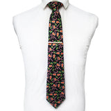 JEMYGINS Cravates de Noël pour hommes 9 cm en soie rouge de bonne qualité, ensemble de pinces à cravate imprimées pour fête, mariage, festival, cadeau