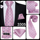 Hi-Tie Cravate de mariage en soie pour homme, motif cachemire, couleur unie, rose, corail, design tendance, qualité, mouchoir, bouton de manchette, fête d'affaires