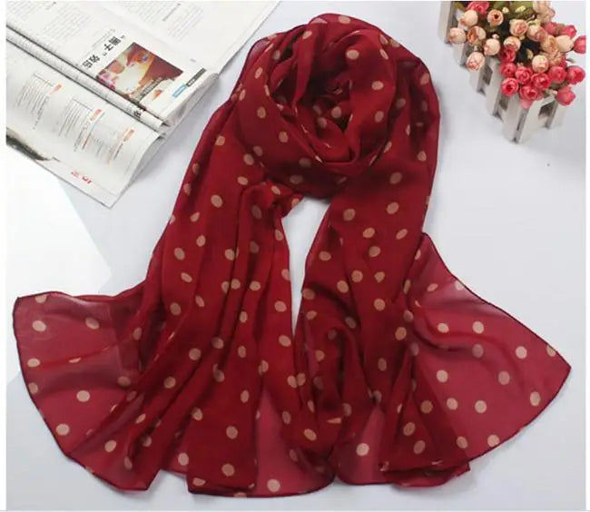 1 bufanda grande de algodón suave y cómoda para mujer, con cuello largo, de gasa, cálida, de lunares, ideal como regalo