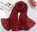 1 bufanda grande de algodón suave y cómoda para mujer, con cuello largo, de gasa, cálida, de lunares, ideal como regalo