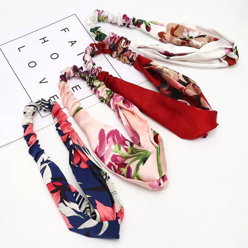 2020 Fashion Bohemian Headband Print Hairbands For Women Girls Vintage Cross Knot Turban Bandanas Headwear Hair Accessories