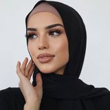 Hijab en jersey solide pour femmes, foulard en coton doux et long, foulard musulman à la mode, turban, bandeau pour femmes