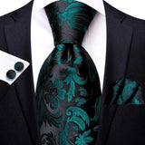 Cravate élégante pour homme, motif cachemire, rayures noires et dorées, en soie, pour mariage, mouchoir, boutons de manchette, pour entreprise, fête, livraison directe