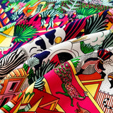 Foulard carré en soie sergée roulée à la main POBING pour femme, motif animaux, foulard carré, bandana, hijab, 90 cm