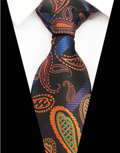 Corbatas de seda tejidas en jacquard con diseño de cachemira a cuadros para hombre, corbatas de 8 cm a rayas para trajes de negocios, bodas y fiestas.
