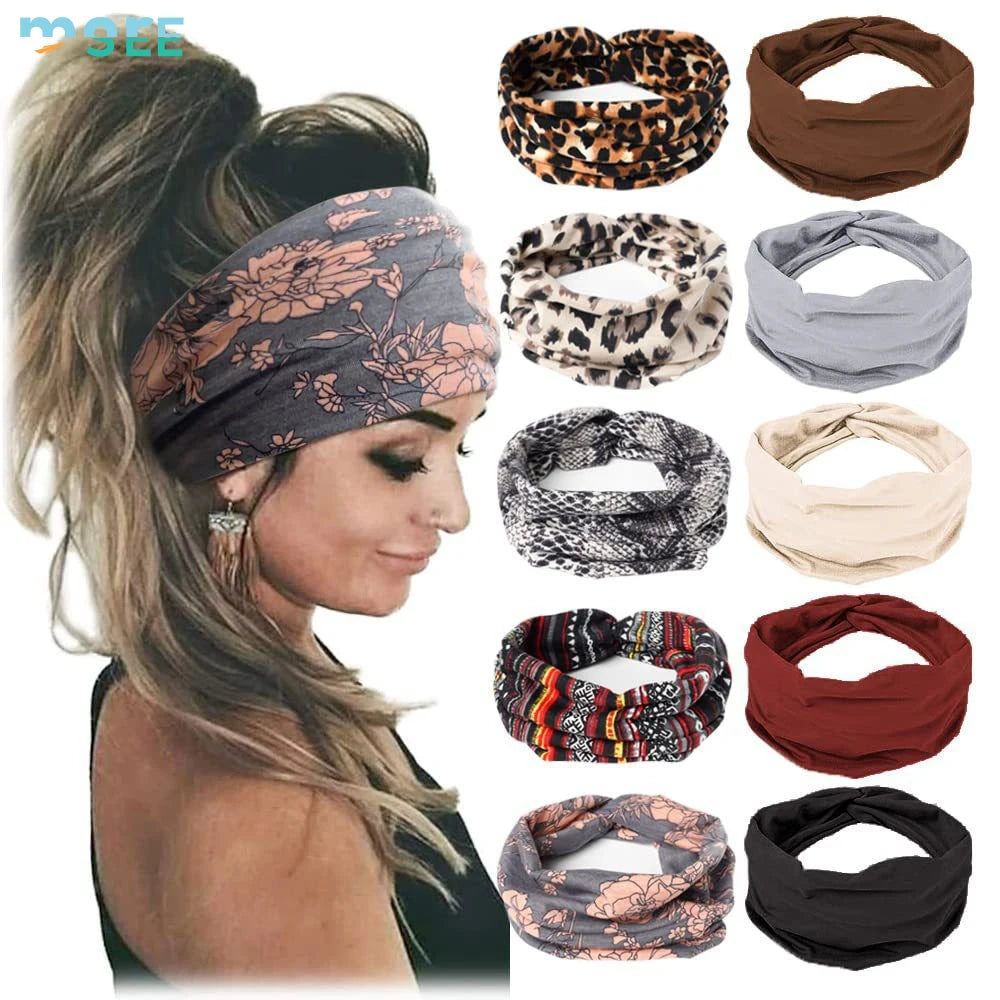 SeeMore Customizable 10 PCS Extra Wide Turban African Style Hair Wrap Head Bands for Women Sports & Entertainment