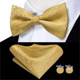 Hi-Tie Nœuds papillon verts de Noël pour hommes Cravate papillon en soie Ensemble de boutons de manchette et mouchoirs pour fête de mariage Nœud papillon uni à carreaux cachemire
