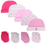 Bonnet et moufles pour nouveau-né, bonnet confortable pour fille et garçon, bonnet et gants en coton pour bébé de 0 à 6 mois