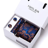 Cravates de marque 100 % soie, coffret cadeau, bureau, homme, classique, fête, mariage, rayées, 7,5 cm, soie, mariage, motif floral, cravate, mouchoir