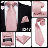 Hi-Tie Cravate de mariage en soie pour homme, motif cachemire, couleur unie, rose, corail, design tendance, qualité, mouchoir, bouton de manchette, fête d'affaires
