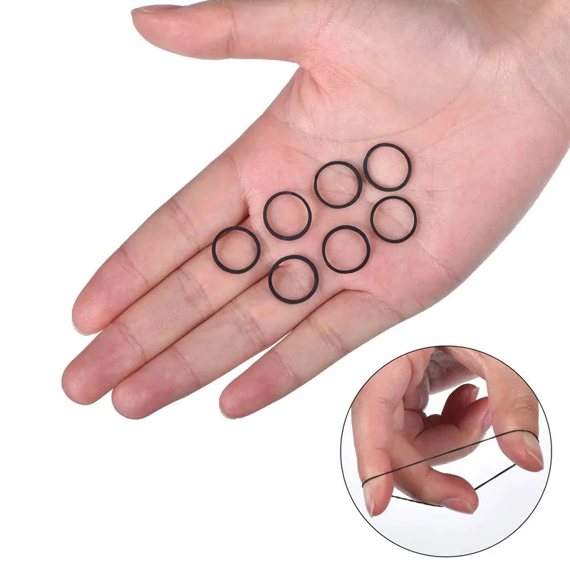 Mini élastiques noirs pour cheveux, 0,6 x 0,9 cm, pour fournitures de bureau, école, maison