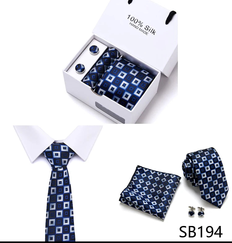 Cravates de marque 100 % soie, coffret cadeau, bureau, homme, classique, fête, mariage, rayées, 7,5 cm, soie, mariage, motif floral, cravate, mouchoir