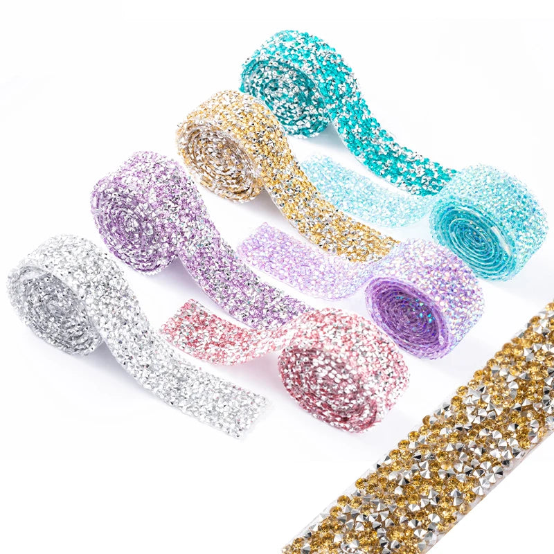 Crystal Rhinestone Ribbon/ Diamond Sparkling Bling Ribbons Roll Banding Belt Wrap for Wedding Cakes Birthday Crafts Decorations