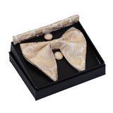GUSLESON Ensemble de boutons de manchette et pochette pour homme, motif cachemire, bleu, rouge et jaune, avec boîte cadeau, cravate de mariage en soie pour homme