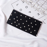 Bow Women's Headbands Pearls Head Bands Knitted Turban Bandana Autumn Winter Elastic Hairband Warm Hair Accessories Headdress