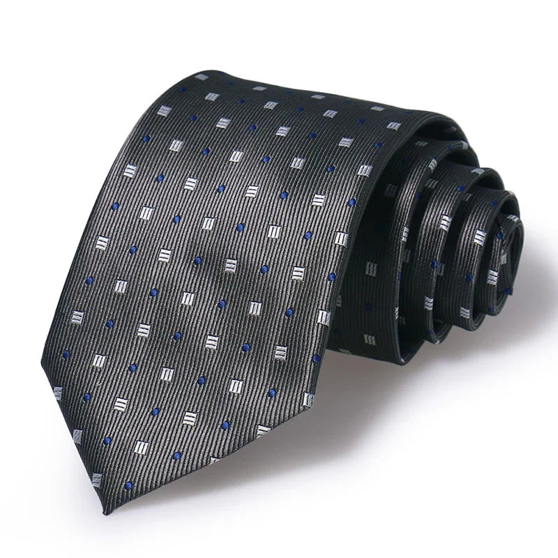 Cravate Huishi 8 cm à pois pour homme, slim, tendance, en polyester et microfibre, à carreaux, pour mariage