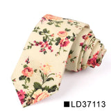 Nouvelle cravate florale pour hommes et femmes, cravate fine en coton pour mariage, cravates décontractées pour hommes, costumes classiques, cravates à imprimé floral