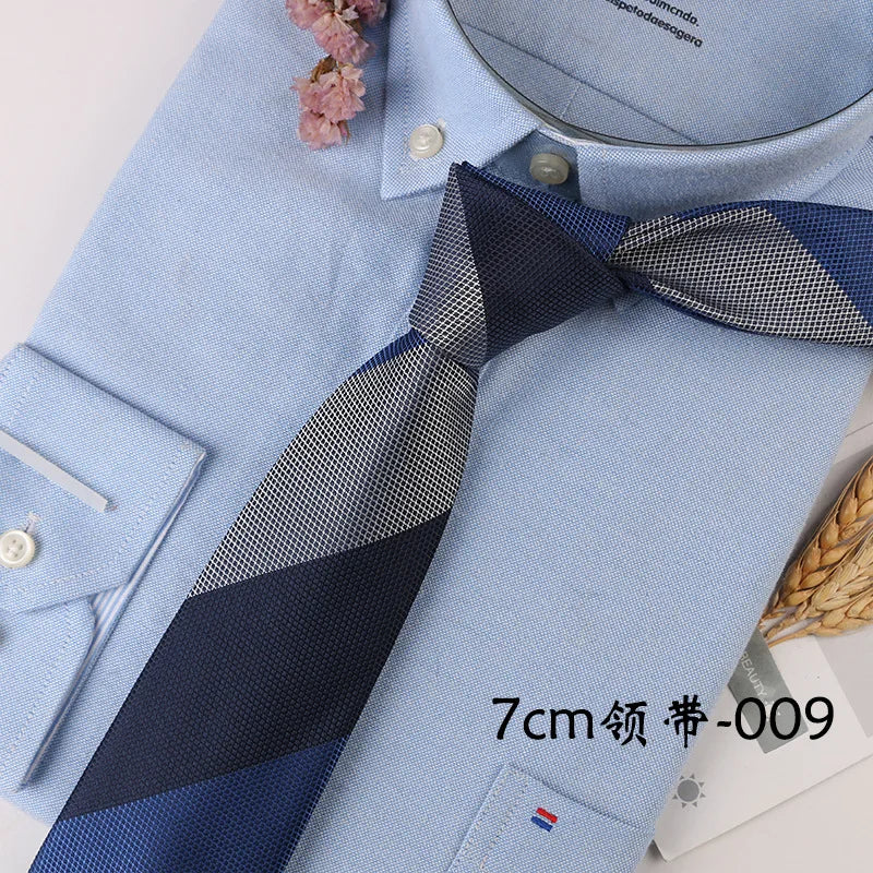Corbata Hombre corbata 7cm cravates pour hommes de luxe rayures bleues cravate affaires Corbatas Para Hombre Mariage cadeau chemise accessoires