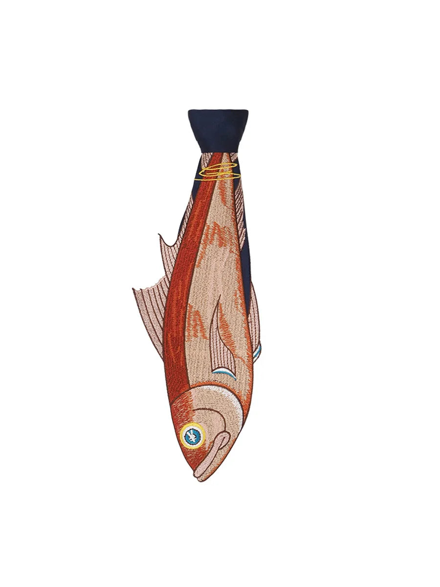 【Biutefou】New Arrival Accessories Women Irregular Fun Fish Embroidery Tie