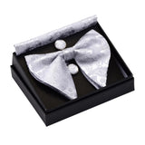 GUSLESON Ensemble de boutons de manchette et pochette pour homme, motif cachemire, bleu, rouge et jaune, avec boîte cadeau, cravate de mariage en soie pour homme
