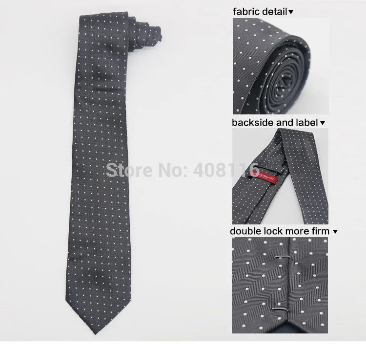 Cravate Huishi 8 cm à pois pour homme, slim, tendance, en polyester et microfibre, à carreaux, pour mariage