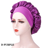 Bonnet de nuit en soie pour femme, noir, rose, violet, avec boucles naturelles bouclées, élastique large et souple, réglable