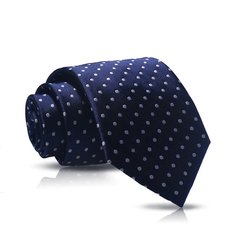 Cravate Huishi 8 cm à pois pour homme, slim, tendance, en polyester et microfibre, à carreaux, pour mariage