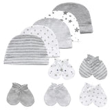 Newborn Boy Girl Hats and Mittens Sets Comfy Infant Baby 5Pcs Caps & 5Pcs Gloves Cotton Toddler Baby Accessorise