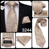 Hi-Tie Cravate de mariage en soie à motif floral, couleur champagne ivoire massif, pour homme, de qualité, avec boutons de manchette, tendance, pour entreprise, livraison directe