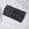 Bow Women's Headbands Pearls Head Bands Knitted Turban Bandana Autumn Winter Elastic Hairband Warm Hair Accessories Headdress