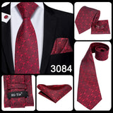 Hi-Tie Coffret cadeau cravate homme vin rouge bordeaux cachemire soie mariage cravate pour homme design tendance qualité mouchoir boutons de manchette livraison directe