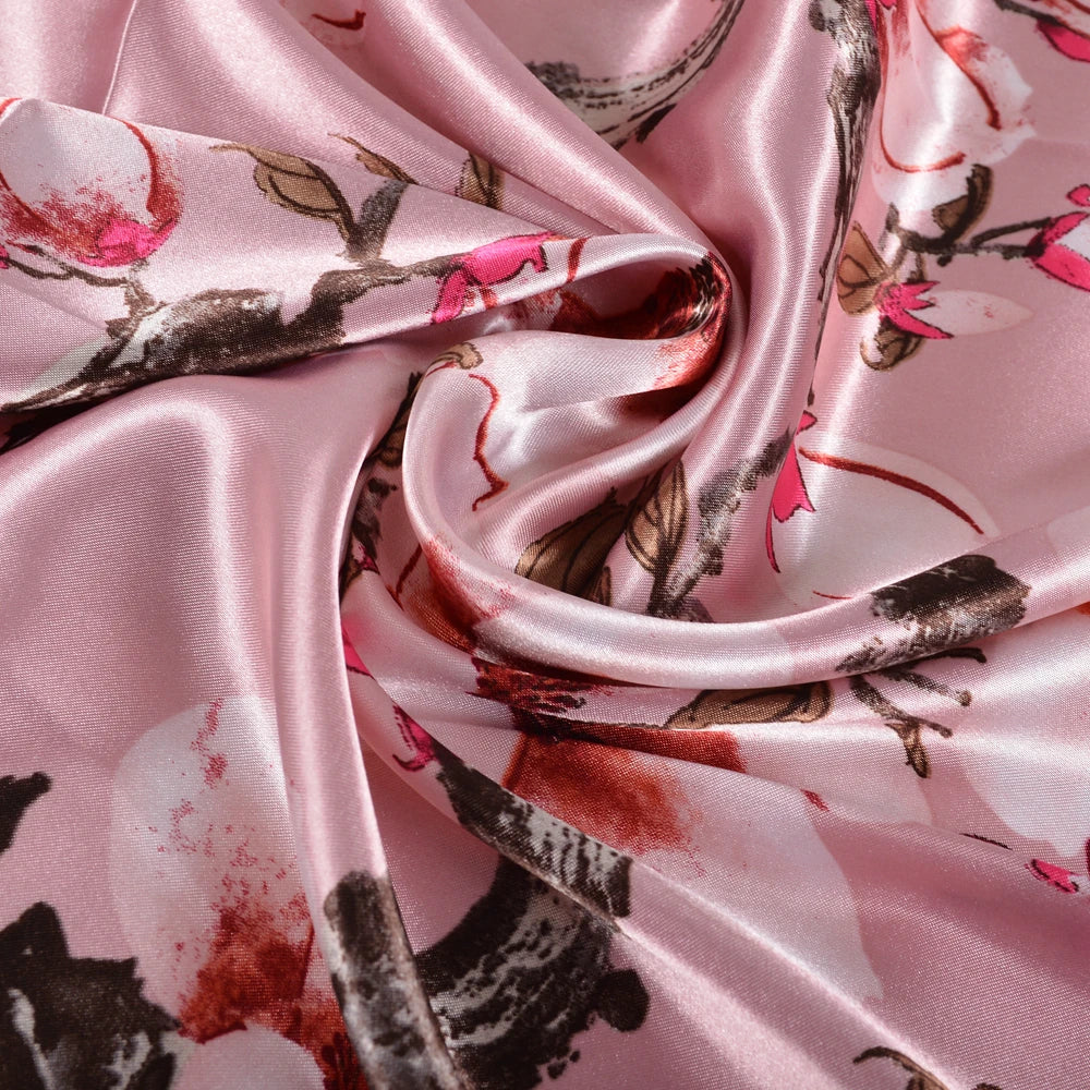 BYSIFA 2020 Rose Dames Foulards Carrés Hijabs Imprimé Mode Élégant Femmes Satin Soie Foulard Foulard De Luxe Doux Cou Foulard