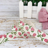 Ruban de coton imprimé floral fait main, 5 mètres, 15 mm, pour décoration de mariage, Noël, bricolage, couture