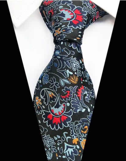Corbatas de seda tejidas en jacquard con diseño de cachemira a cuadros para hombre, corbatas de 8 cm a rayas para trajes de negocios, bodas y fiestas.