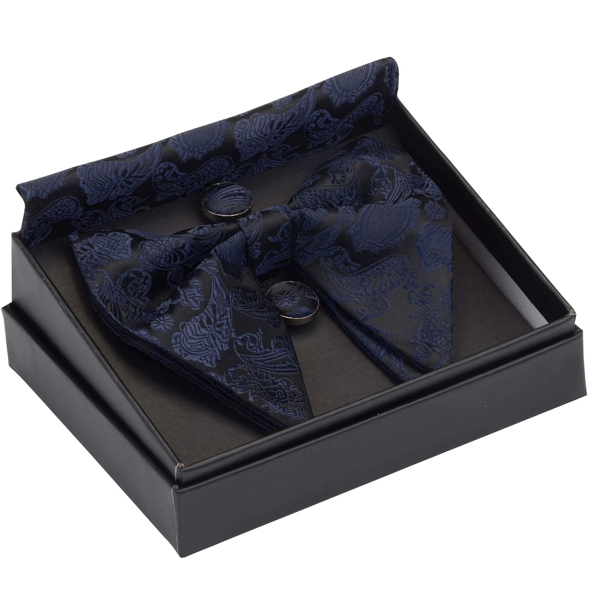 GUSLESON Ensemble de boutons de manchette et pochette pour homme, motif cachemire, bleu, rouge et jaune, avec boîte cadeau, cravate de mariage en soie pour homme