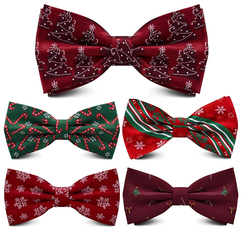 Christmas Bow tie for Men Women Snowmen Christmas Tree Bow knot Pre-tied Adult Silk Jacquard Bowtie Double Fold Cravats Party