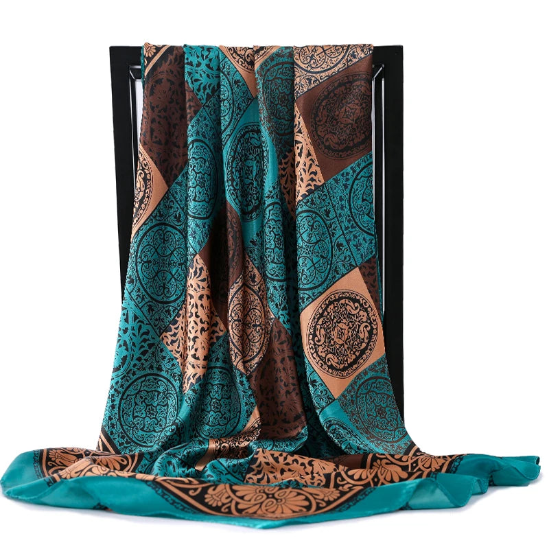 Mode Haar Schal Für Frauen Kopftuch Schwarz Silk Satin Hijab Schals 90cm * 90cm Platz Tücher Halstuch Schals Für damen 2020
